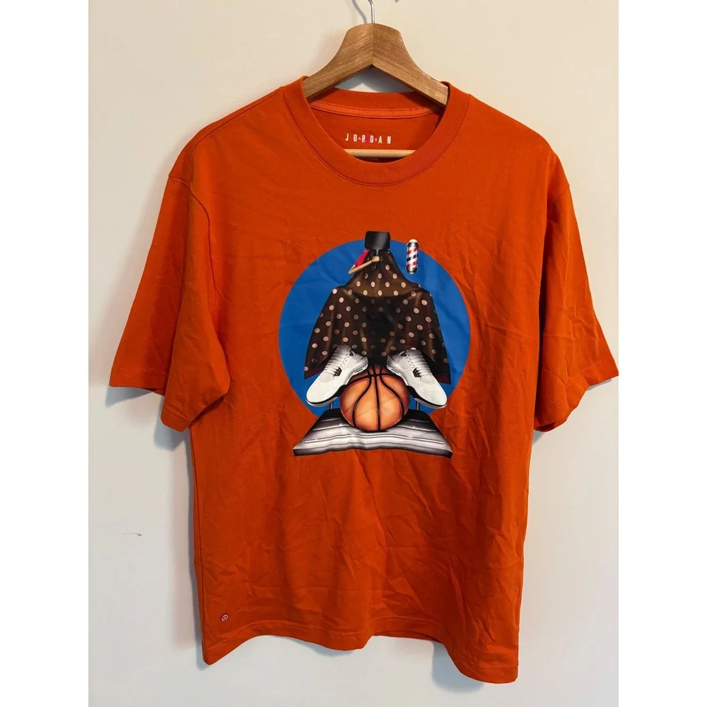 Jordan Artist Series Flight Graphic T-Shirt Mens Small Orange Barber